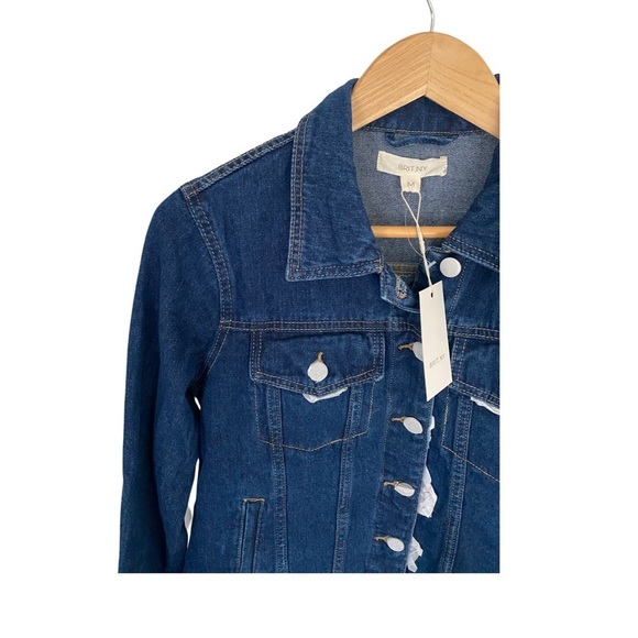 Brit.NY Floral Paisley Embellished Denim Jean Jacket NWT Size M - Picture 3 of 8